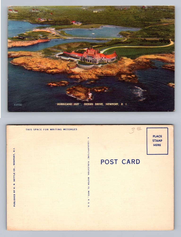 Newport, RI-Rhode Island, Hurricane Hut Ocean View Vintage Postcard