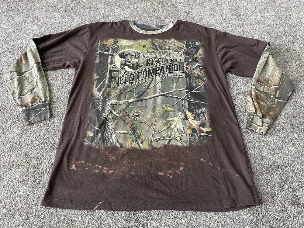 Realtree Camo Shirt Mens XL Camouflage Woodland Team Real Tree Labrador Dog