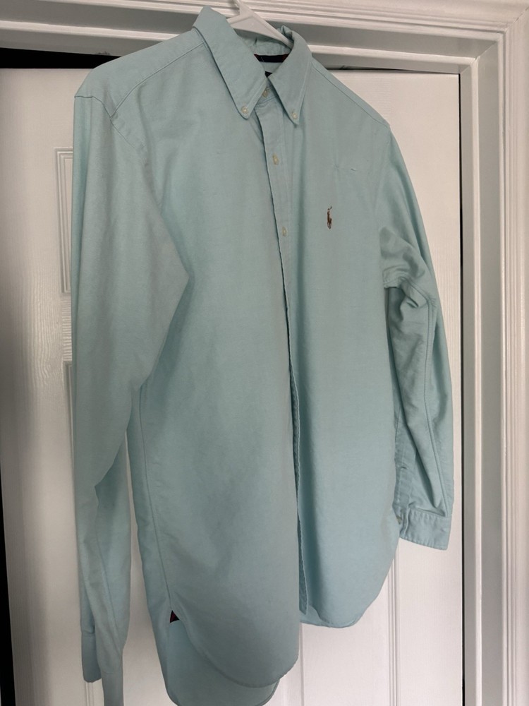 Polo Ralph Lauren Men's Long Sleeve Button Down Shirt, Light Blue, Solid