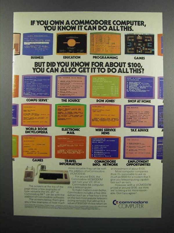 1983 Commodore VIC 20 Computer and VICModem Ad