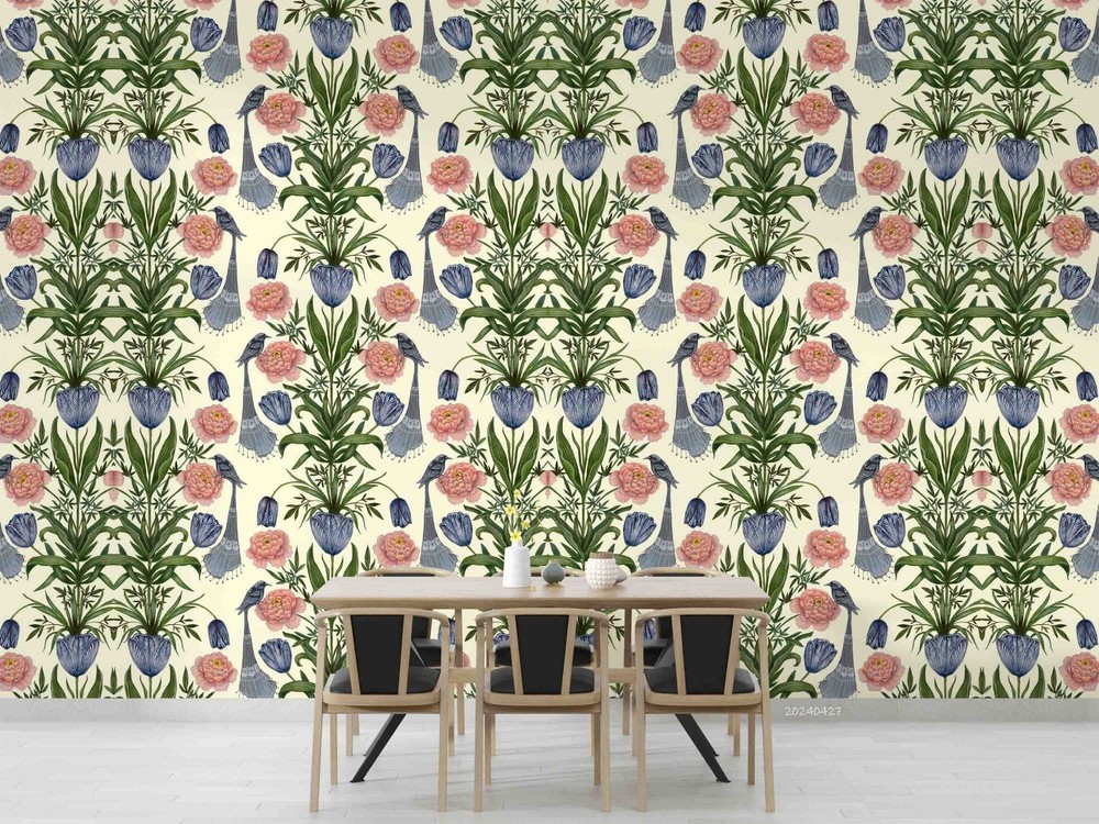 3D Flowers Flora Birds Pattern Wall Murals Wallpaper Murals Wall Sticker