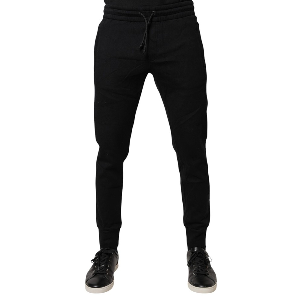 DOLCE & GABBANA Pants Black Cotton Jogger Jogging Men Trouser IT46/W32/S 900usd