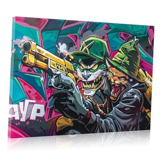 Framed Street Graffiti Canvas Wall Art Modern Abstract 24L