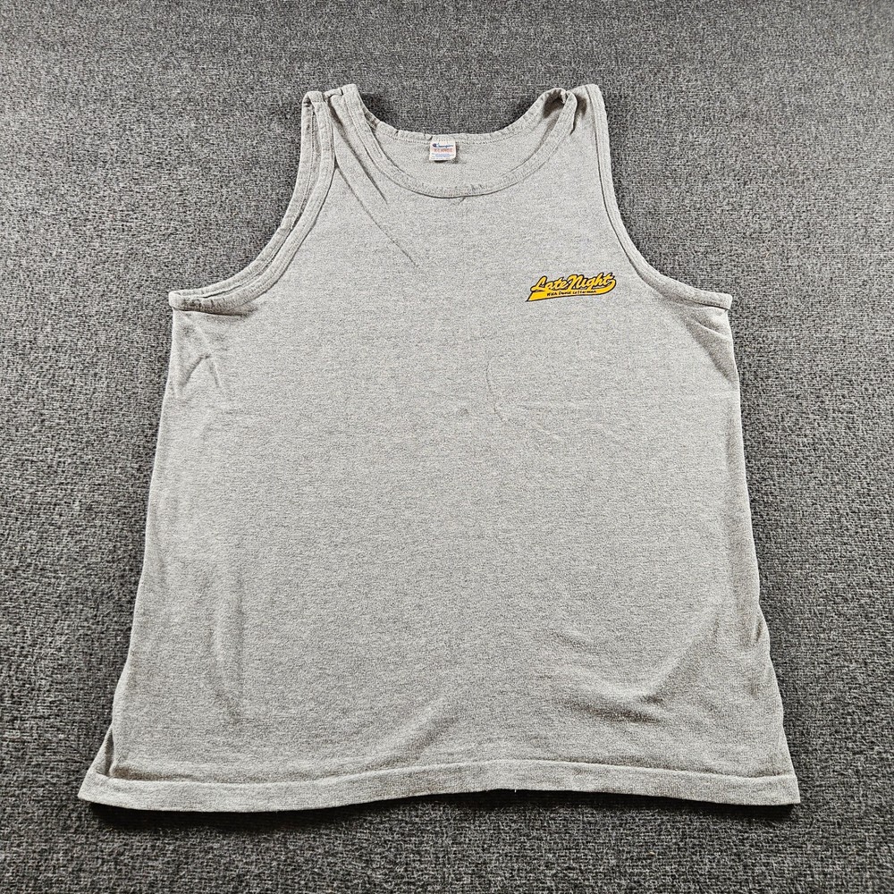 Vintage Late Night With David Letterman Tank Top 80s Champion Gray Size XL