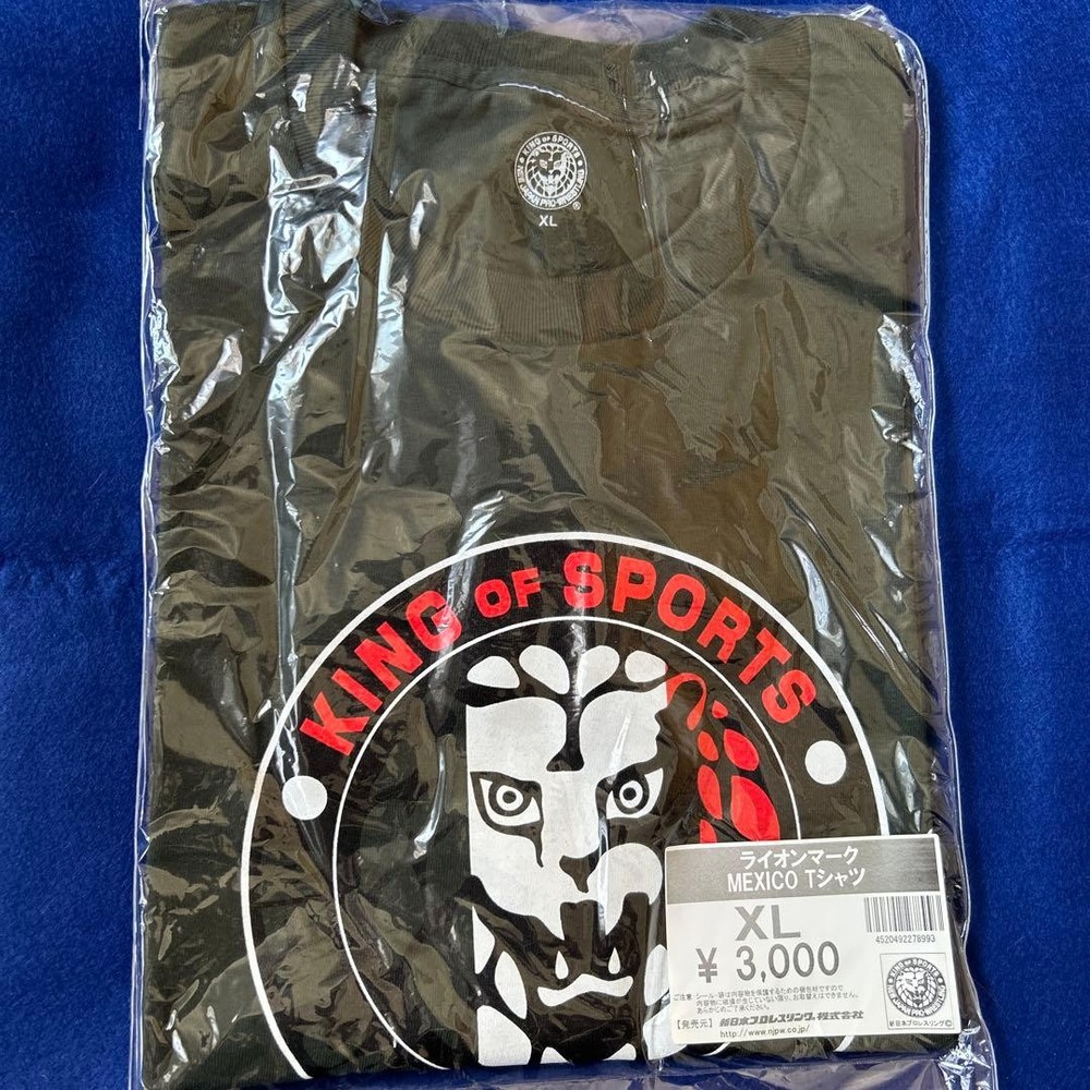 New Japan Pro Wrestling Lion Mark Mexico T-Shirt XL Black Unused