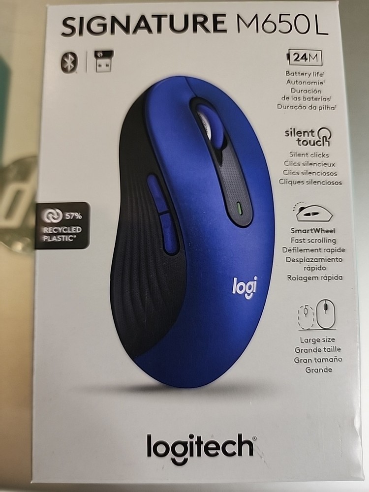 Logitech Signature M650 L Wireless Mouse in Blue - Silent Click Ergonomic Design