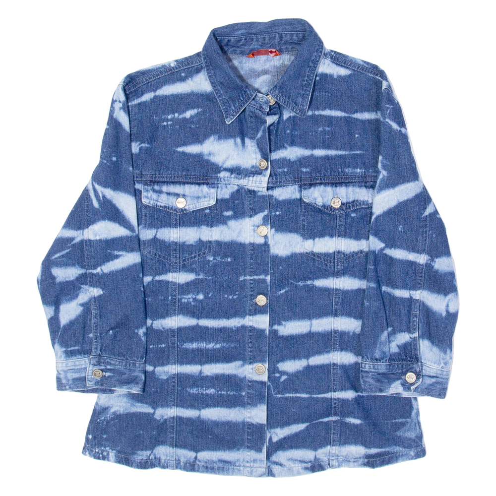Acid Wash Womens Denim Shirt Blue Long Sleeve L-image