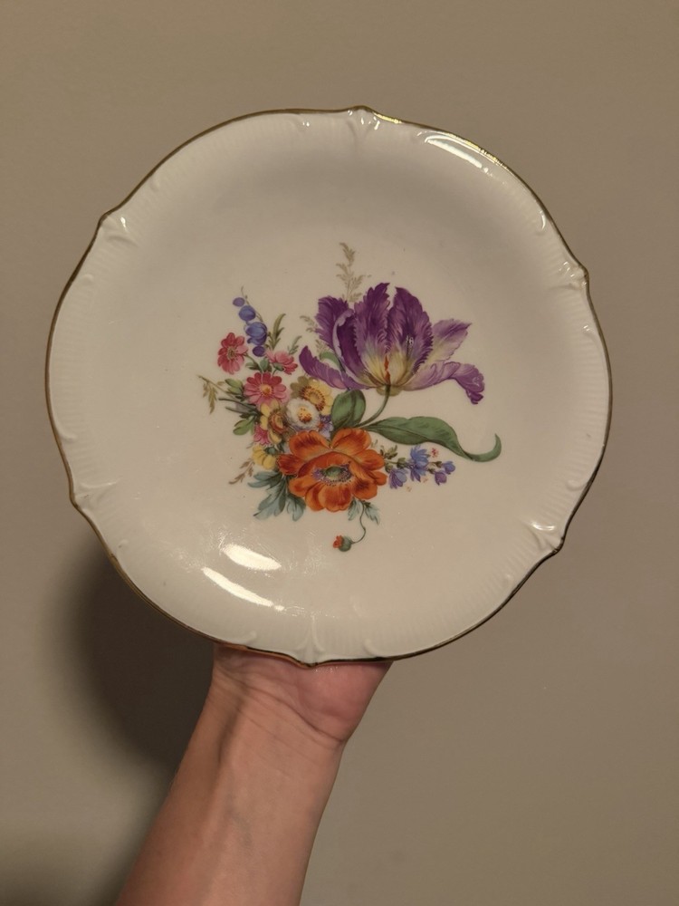 Schumann Arzberg Bavaria Porcelain Floral Plate Decorative Round Glossy Germany