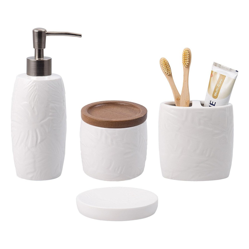 Bathroom Accessories Set,Leaf Design Bathroom Accessory Set,4 PCS Ceramic Gif...