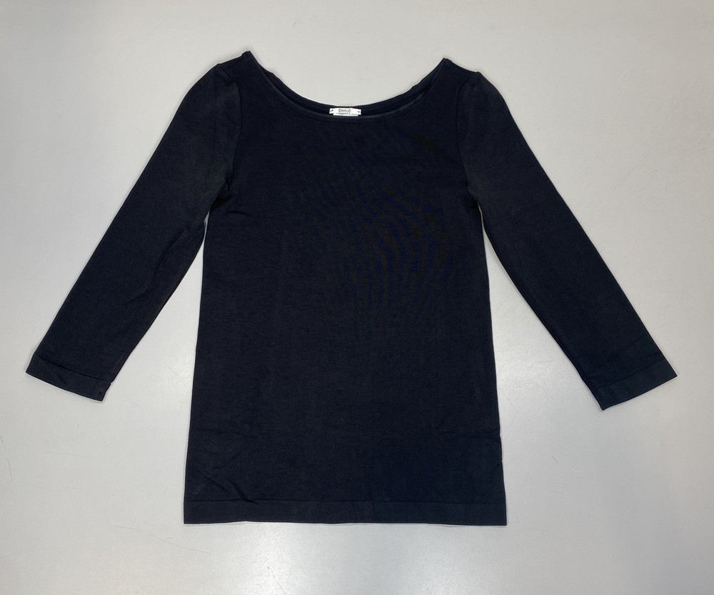 Wolford Womens Long Sleeve Top Black Size XS Cordoba Boatneck Top Cotton Blend