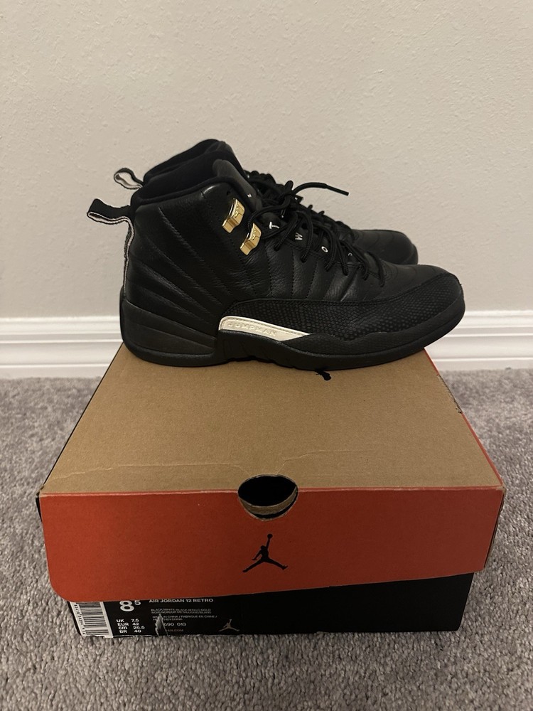 Air Jordan Retro 12 The Masters Black/White-Black-Gold Size 8.5