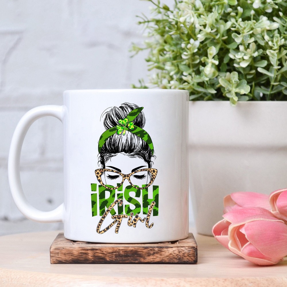 Irish Girl Mug Leopard Green Mug St Patricks Day Mug St Patrick Girl Mug Messy