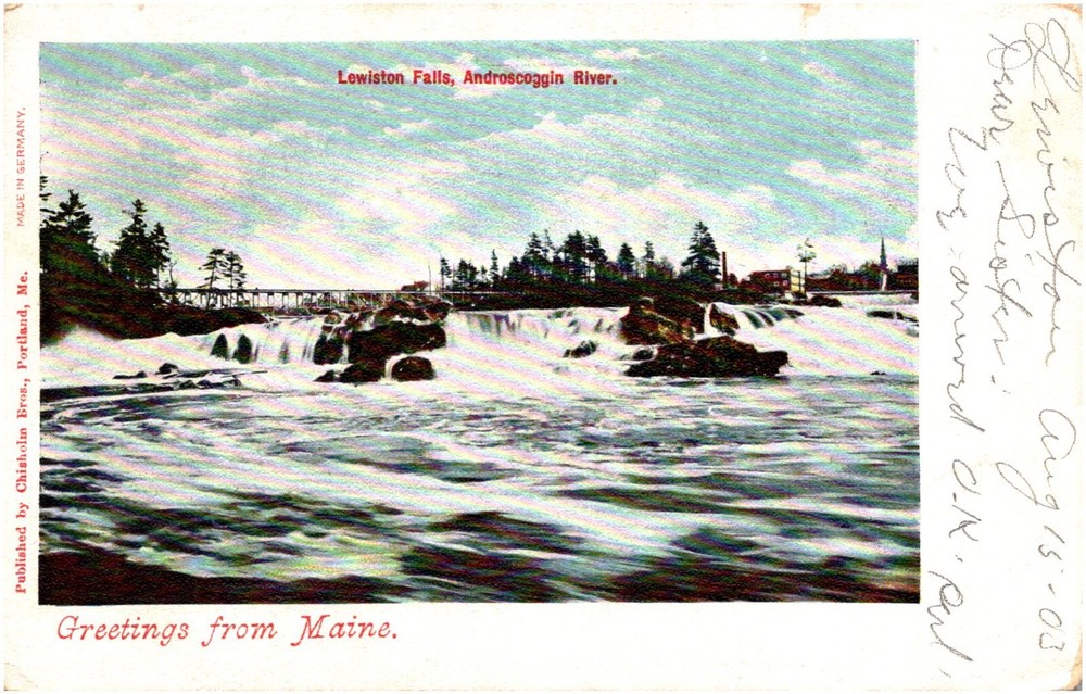Lewiston Falls Androscoggin River Greetings from Maine ME 1903 Postcard UDB