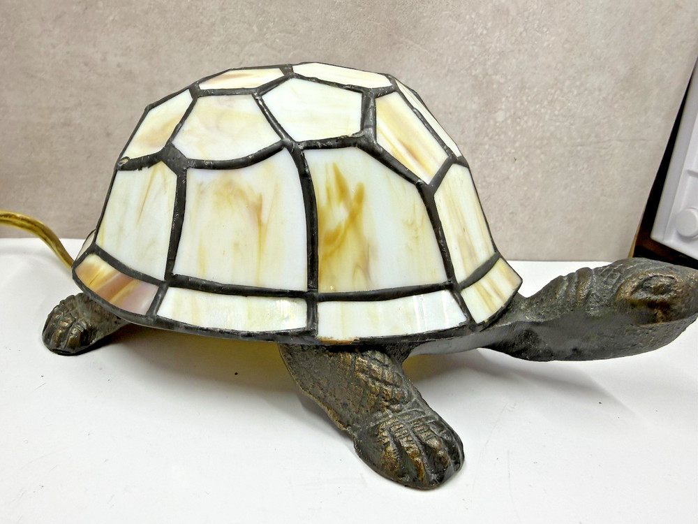 Vintage Stained Glass Turtle Accent Lamp