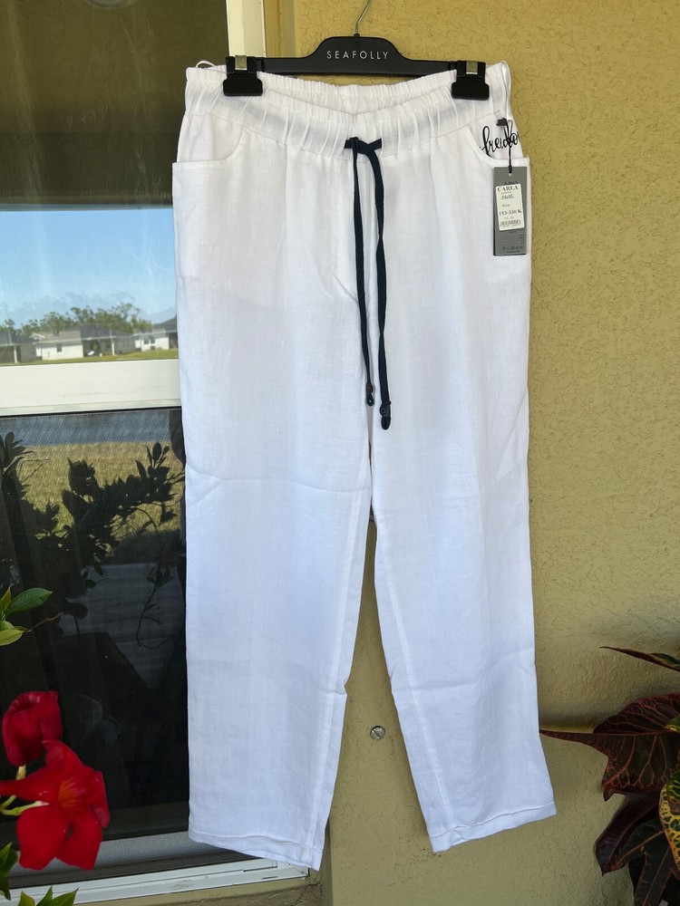 Women's Loose Cotton Linen Wide Leg Pants Size 10 Made in Turkey