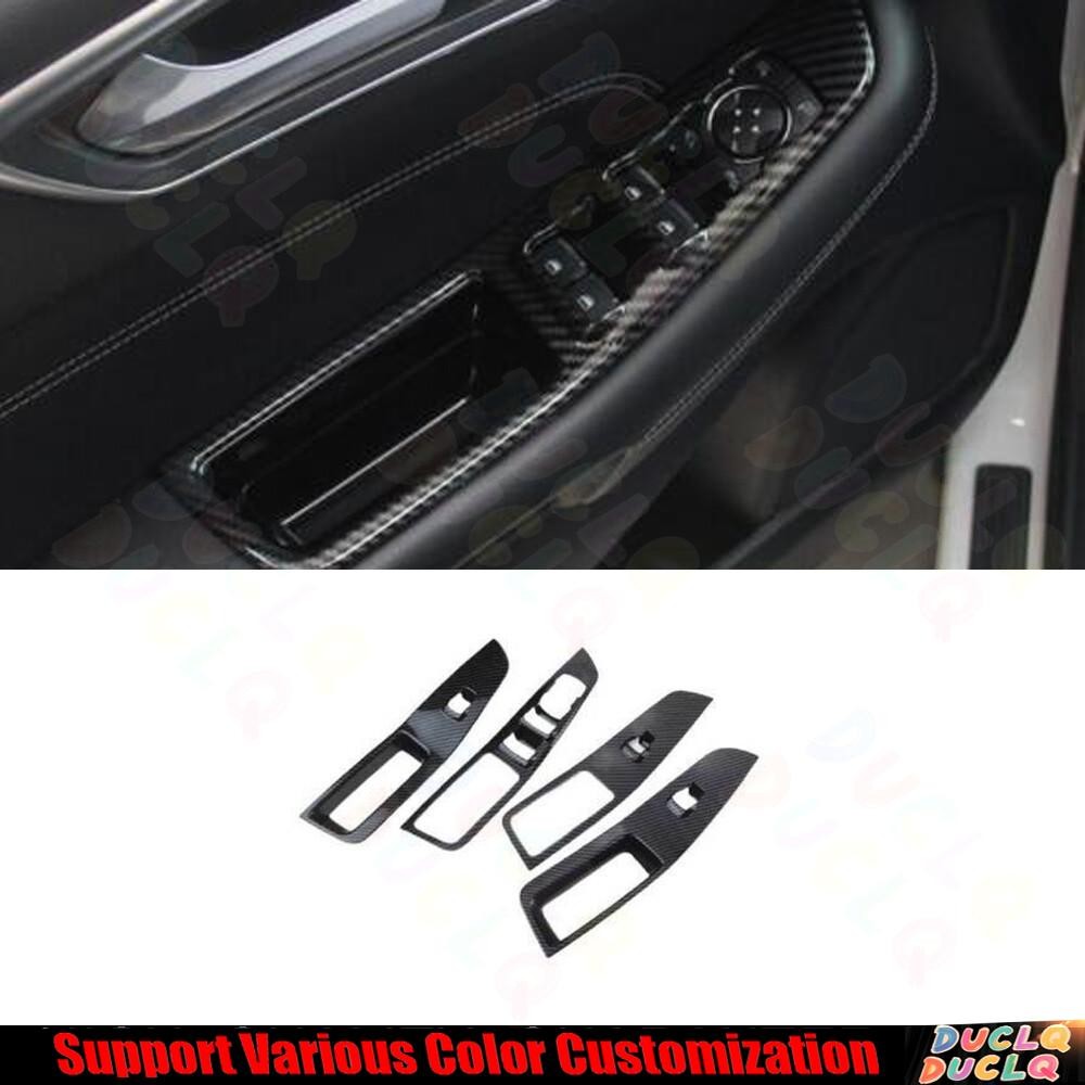 For Ford Edge 2015-2022 ABS Carbon Fiber Glass Window Lift Switch Panel Trim 4*