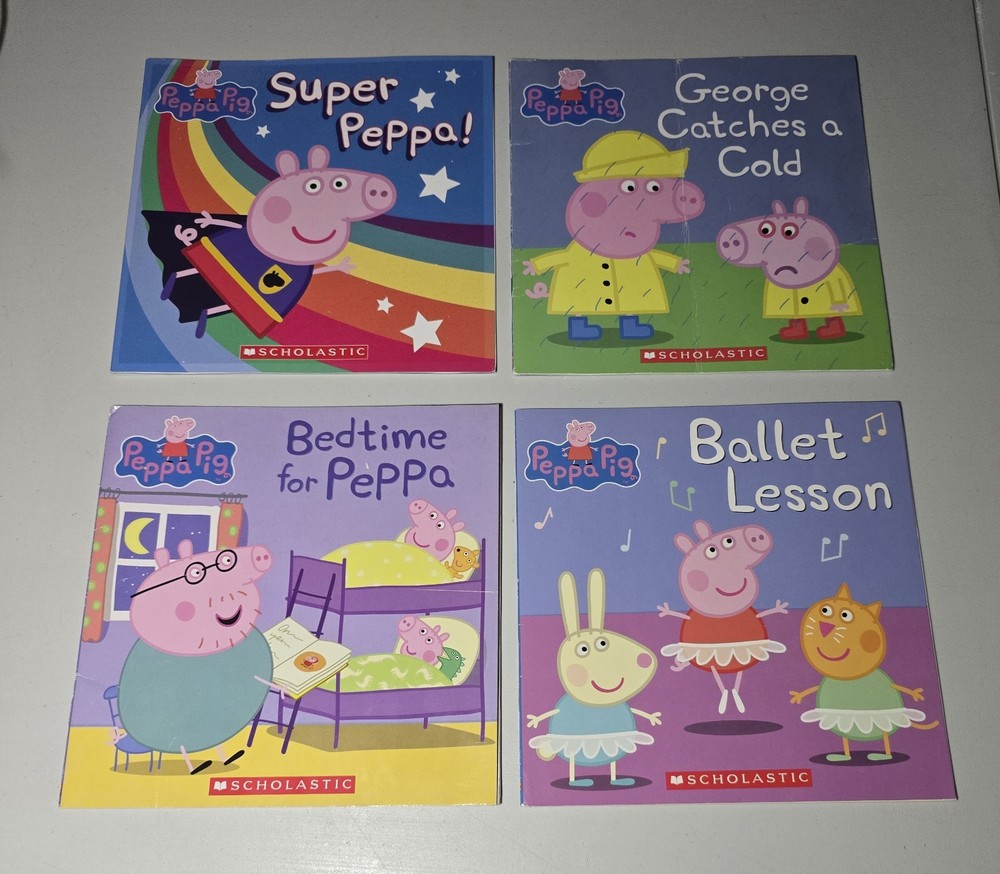 Peppa Pig Softcover Children's Books Set of 4 Short Stories Scholastic