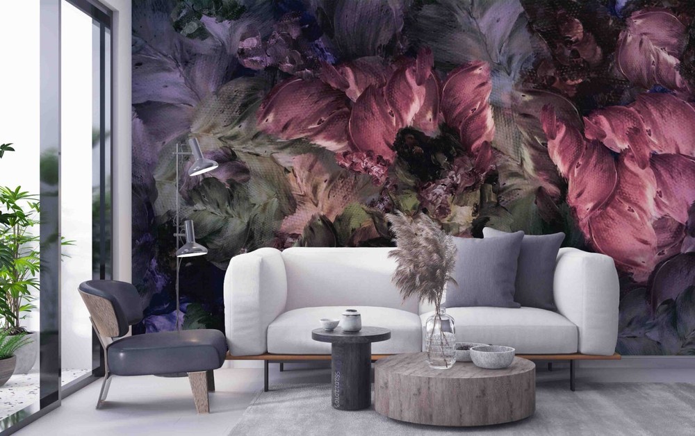 3D Retro Red Floral Oil Painting Wall Murals Wallpaper Murals Wall Sticker