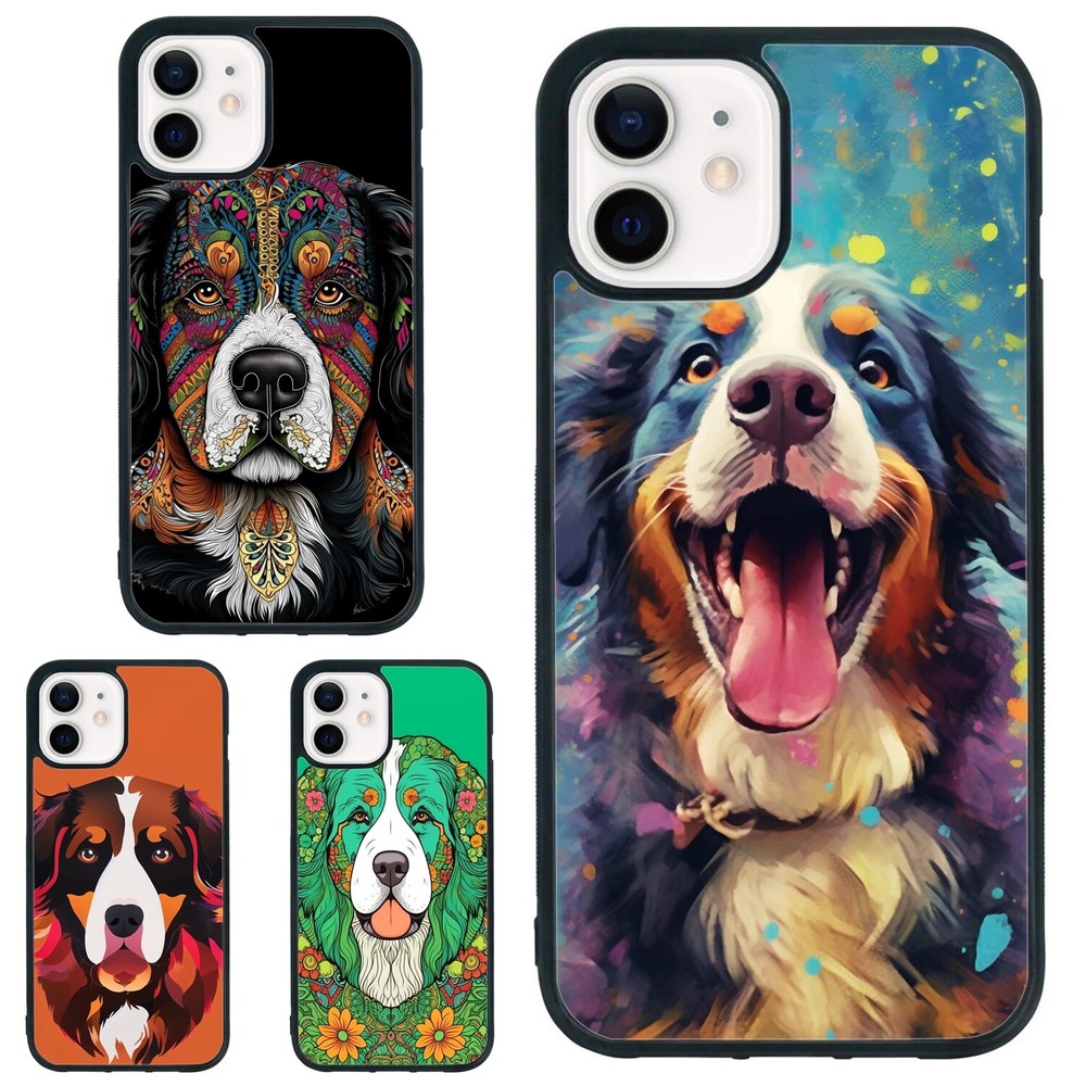 Bernese Mountain Dog art For iPhone XS XR 6 7 8 Plus SE 2nd 3rd Fitted Case Skin