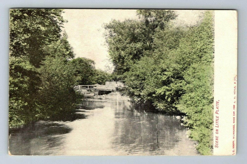WI-Wisconsin, Scenic Water View On Little Platte, Vintage Postcard