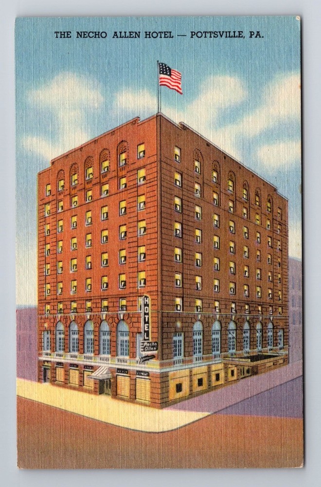 Pottsville PA-Pennsylvania, Necho Allen Hotel, Advertising, Vintage Postcard