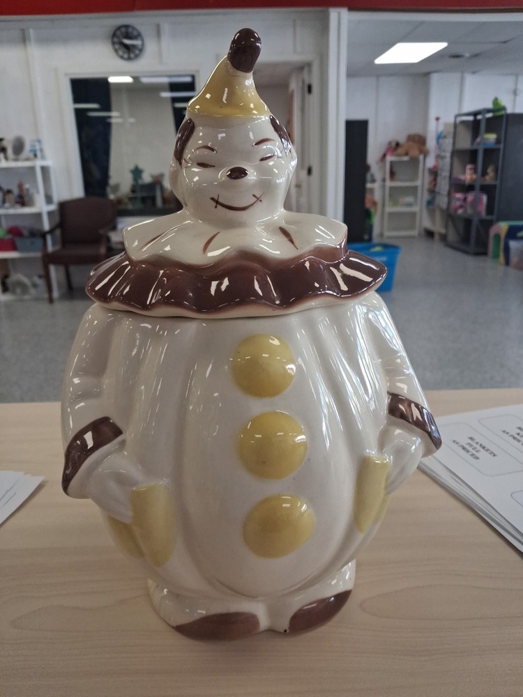 Clown Cookie Jar Pan American Art Pottery Circus KoKo Vintage 1940's USA