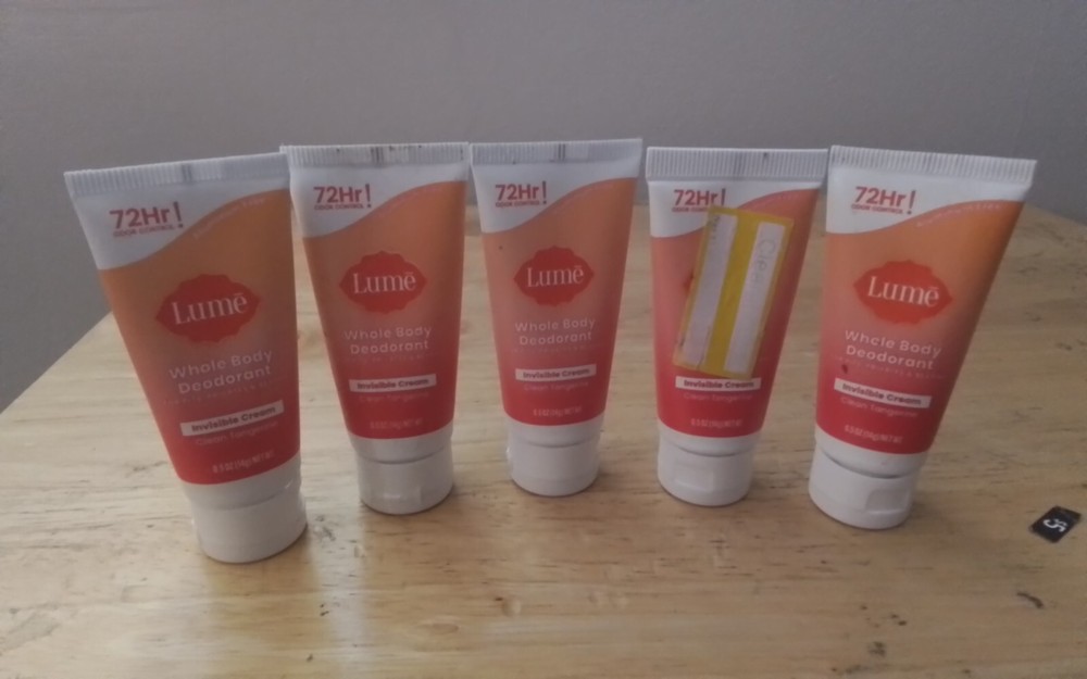 5 Lume Clean Tangerine Whole Body Deodorant Invisible Cream Mini Travel 0.5 oz