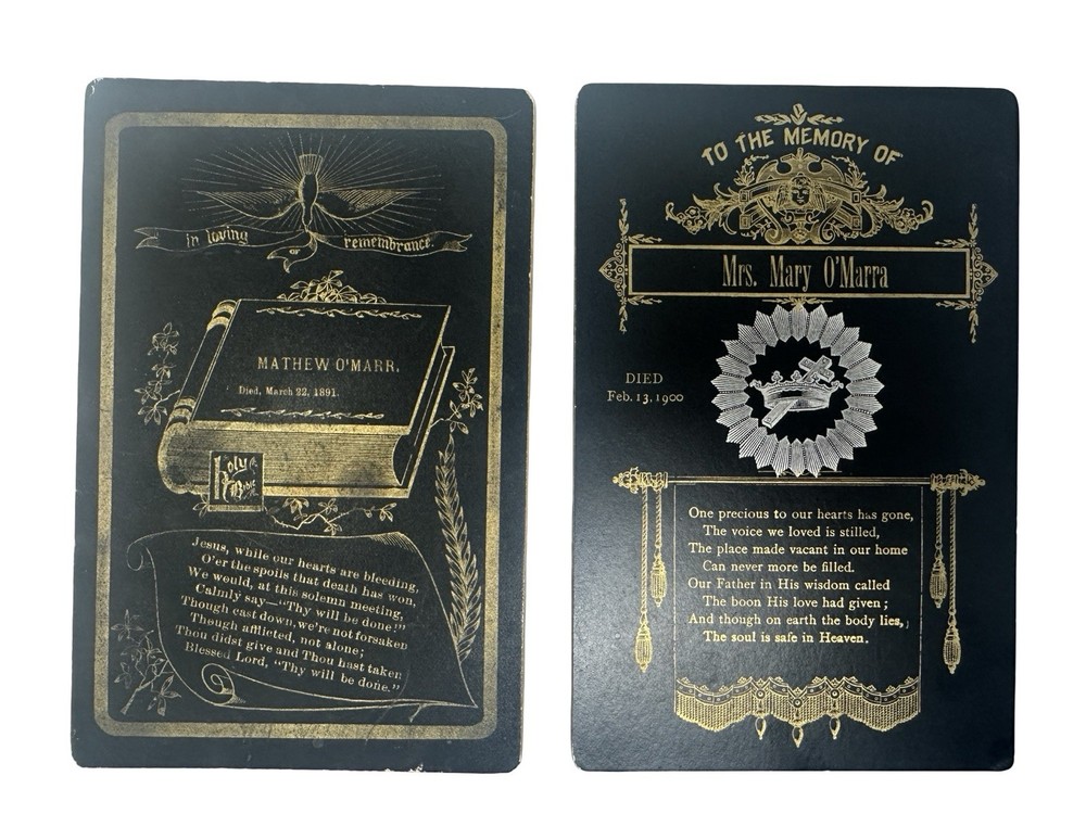 Antique Cabinet Card Funeral Memorial Husband & Wife 1891, 1900 Watertown, NY