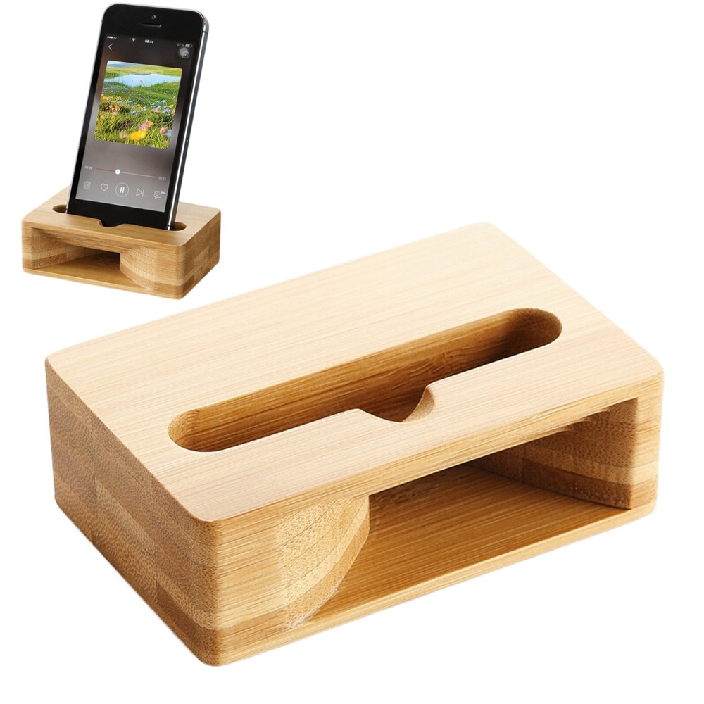 4'' Wooden Phone Holder with Speaker Cell Stand Handmade Sound Amplifier