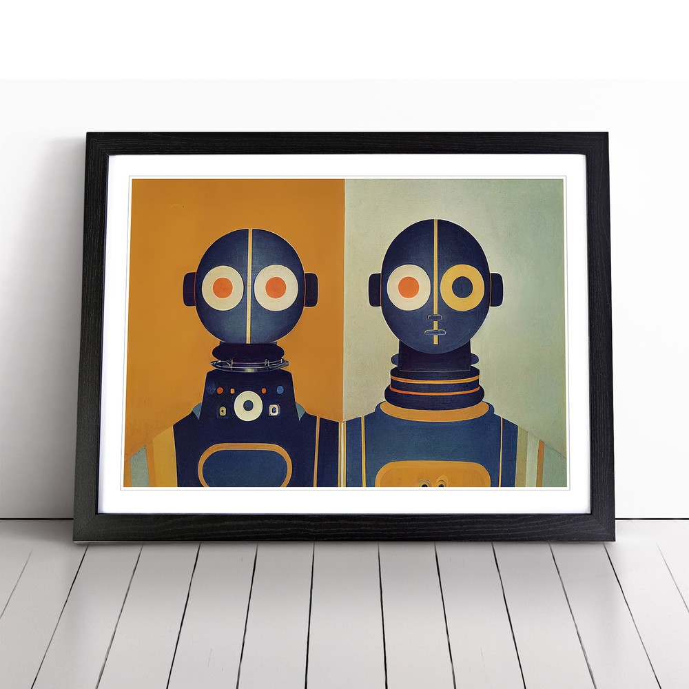 Symmetrical Robots Abstract Wall Art Print Framed Canvas Picture Poster Decor