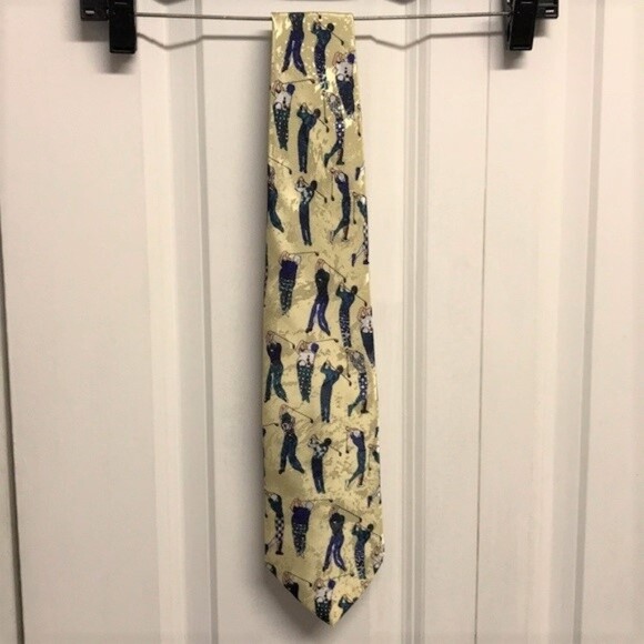 Vintage Boston Traders Multi Color Golfer Print Mens Neck Tie USA Made