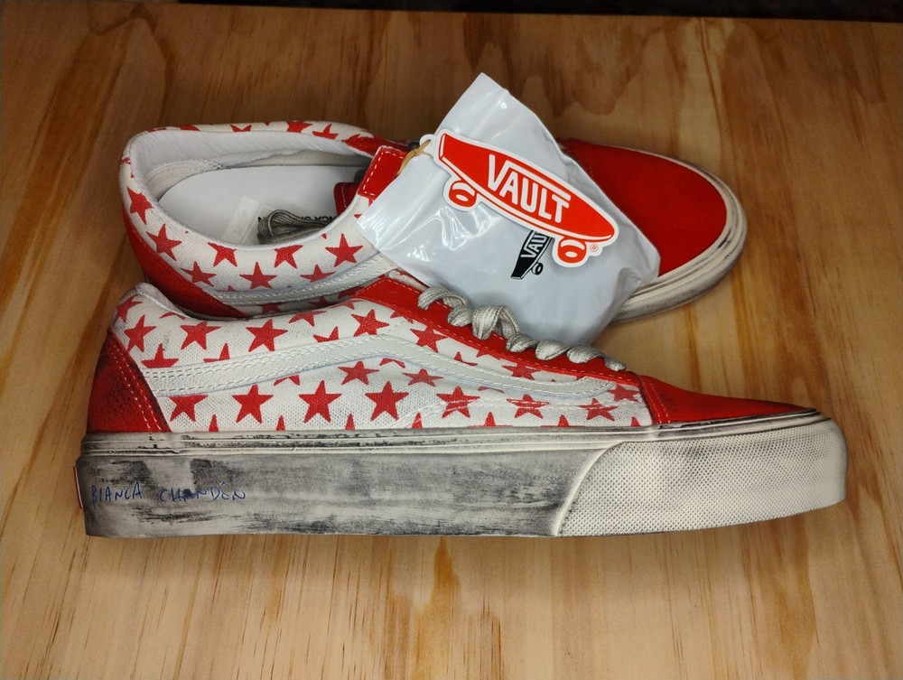 Vans X Bianca Chandon Old Skool VLT Stressed Red Stars Men's Size  8 Lux Goos