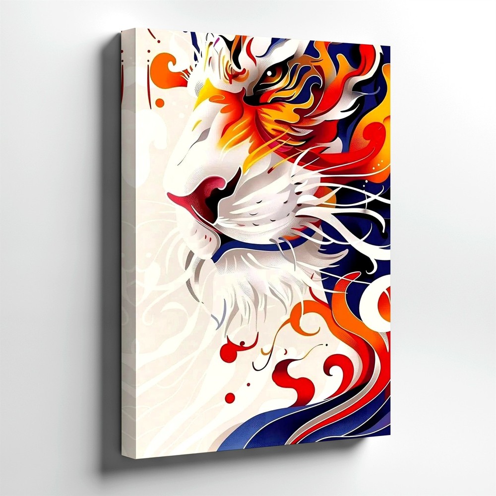 Wall Art Colorful Tiger Face Abstract Canvas Print Modern Animal Poster Decor