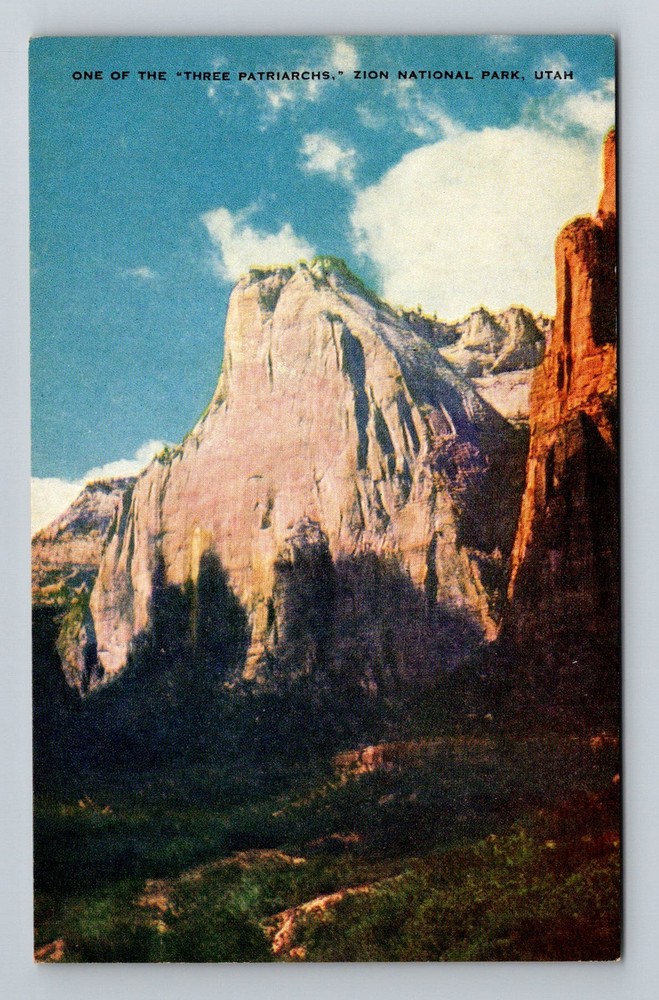 Zion National Park, UT-Utah, Three Patriarchs Monument Cliffs Vintage Postcard