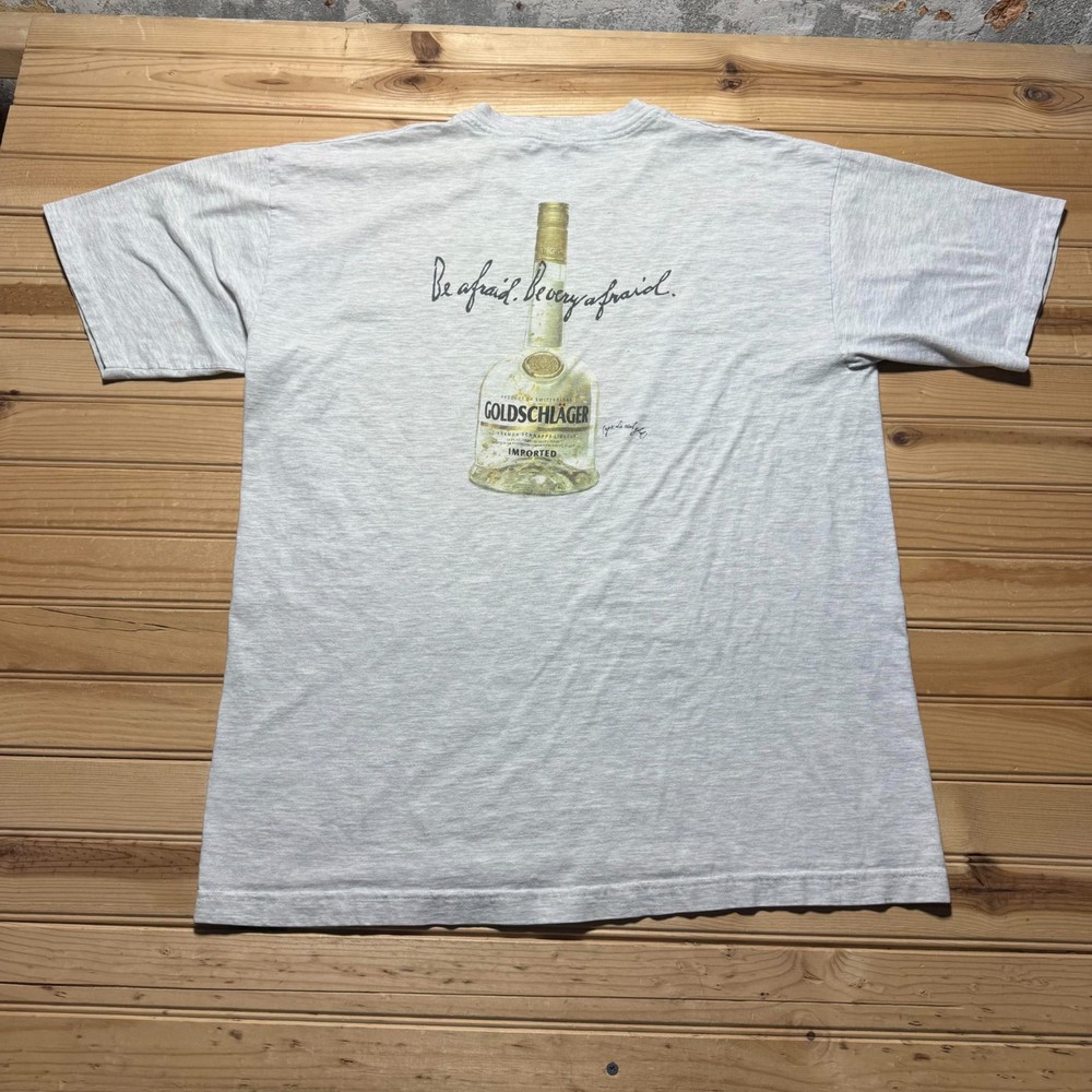 Vintage 90s Goldschlager Imported Cinnamon Schnapps Liquor Promo T-Shirt USA XL