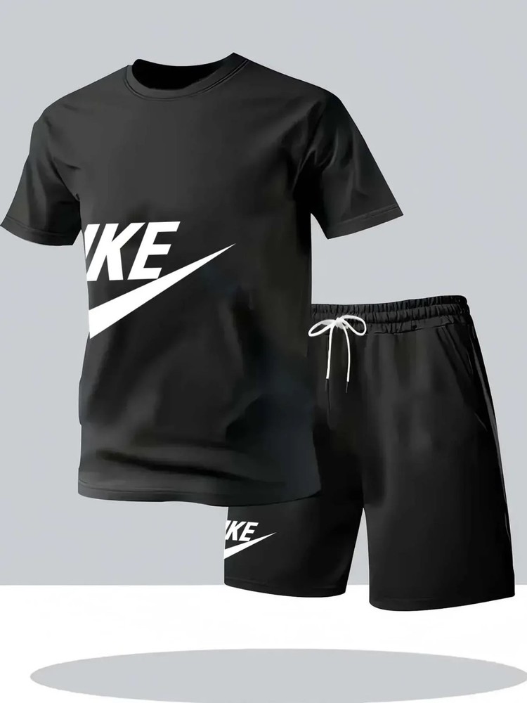 Men’s Summer Sports Set Short Sleeve T-Shirt & Shorts 2-Piece Outfit Casual