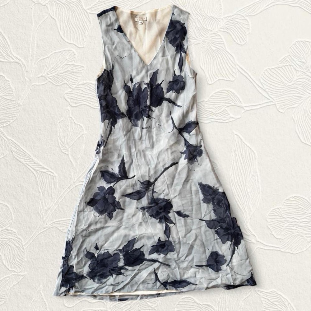 Lapis Women’s Light Gray Floral Sleeveless Midi Dress Size S