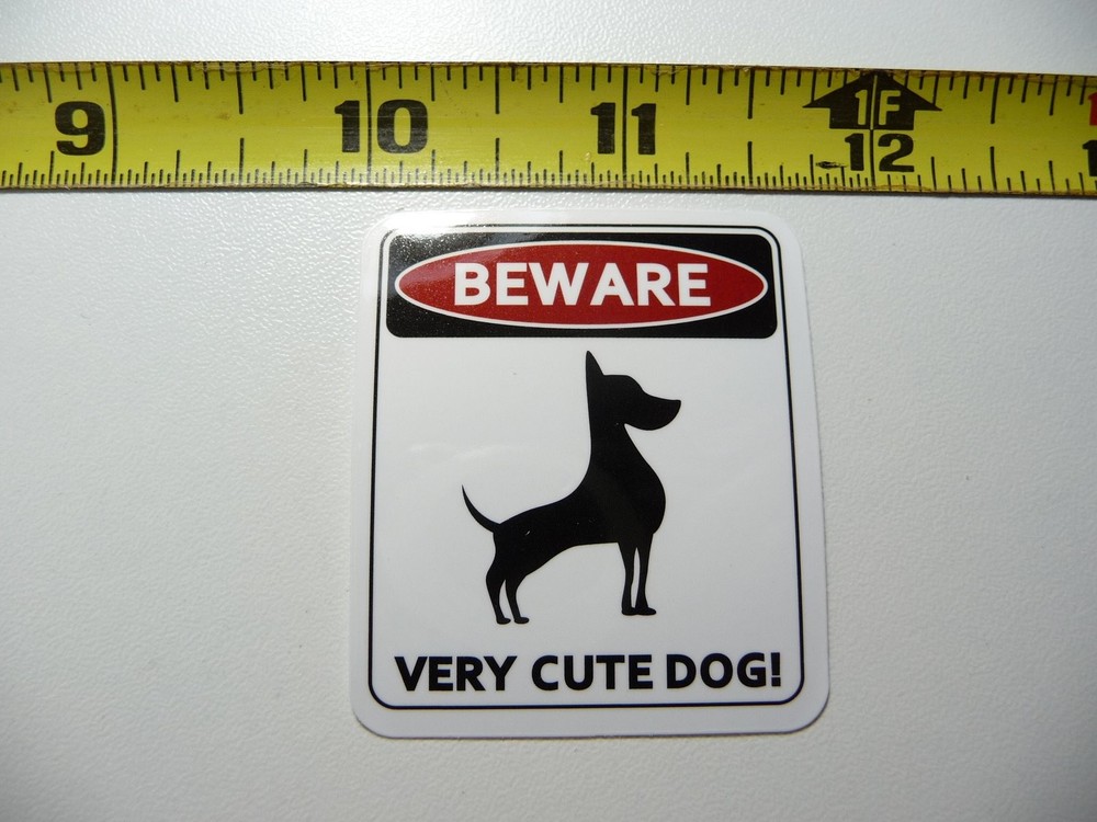 Cure Dog Warning Decal Sticker for Hard Hats and Work Safety Gear