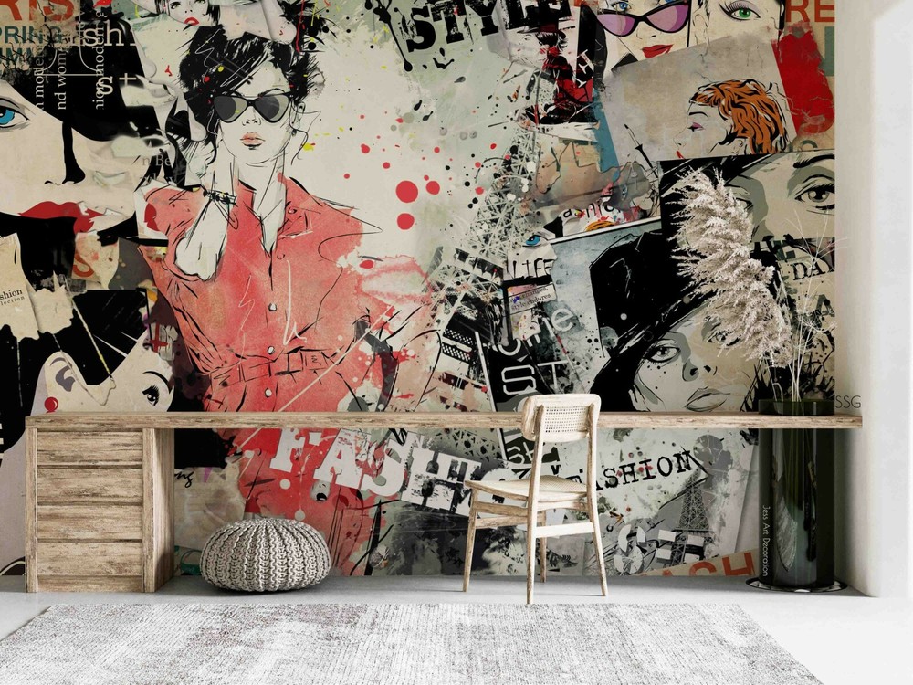 3D Graffiti Female Model Self-adhesive Removable Wallpaper Murals Wall 120