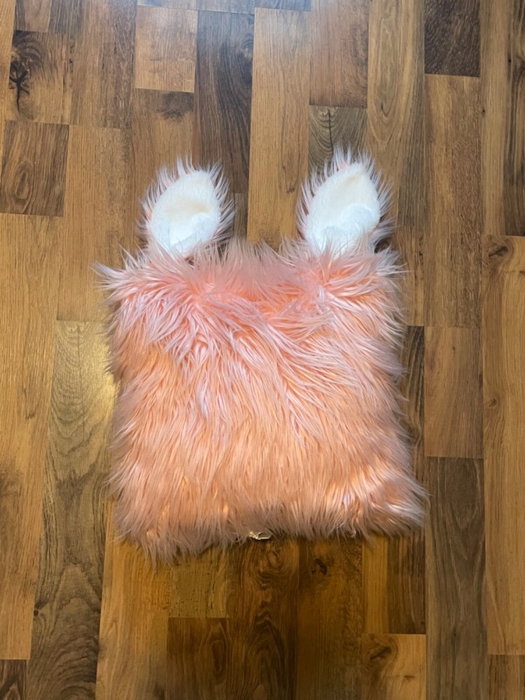 Bunny Rabbit Soft Faux Fur Throw Pillow Pink Pillowfort Kids Decor 16