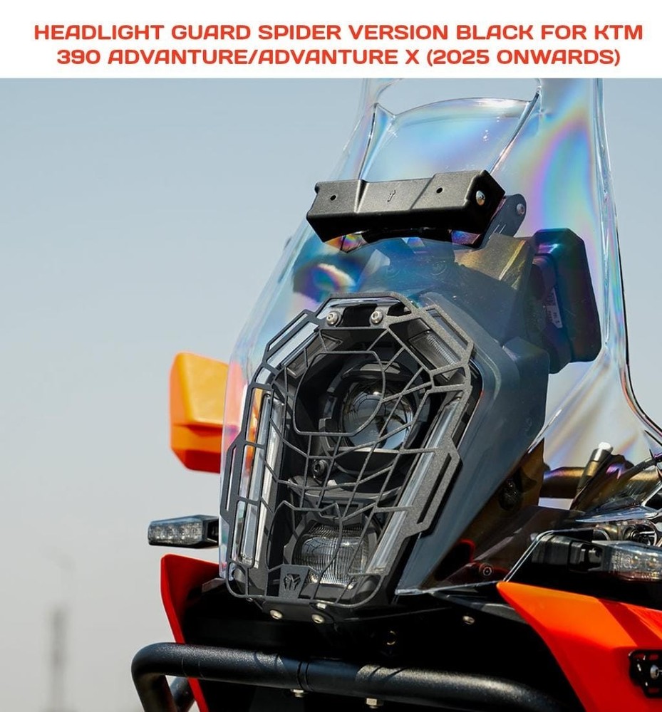 SPIDER HEADLIGHT GUARD BLACK FOR KTM 390 ADVANTURE /ADVENTURE X (2025 ONWARDS)