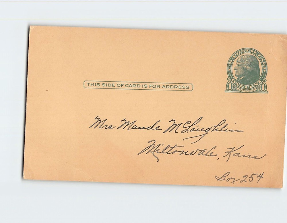 Postcard US Postal Card Jefferson one Cent Blank Card