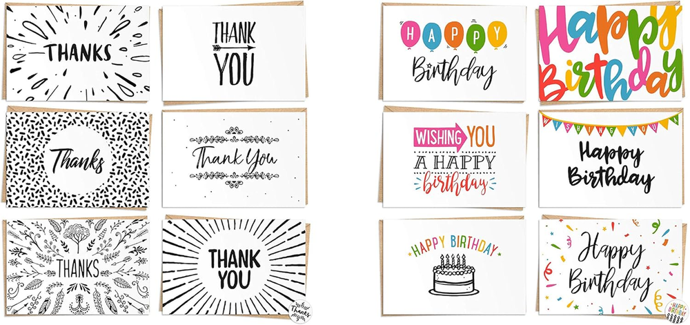 120 Happy Birthday & 120 Greeting Cards - Bulk Bundle of 240 Cards