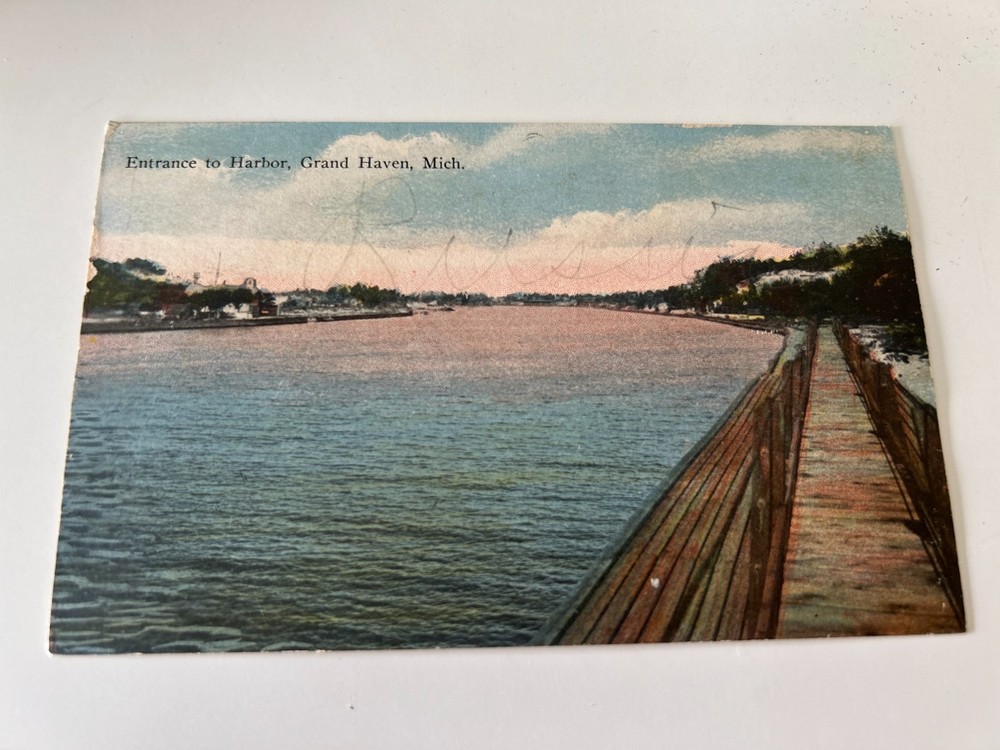 Entrance to Harbor Grand Haven Michigan MI Postcard