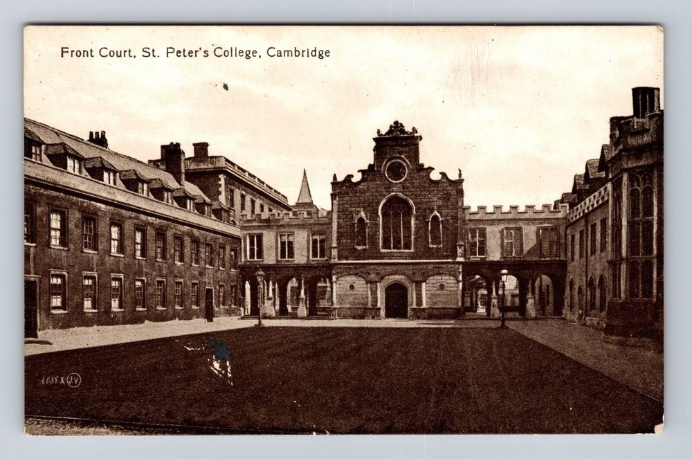 Cambridge England, Front Court, St Peter's College, Antique, Vintage Postcard