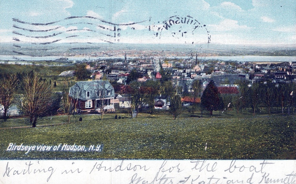 Birdseye View Of Hudson, NY Vintage 1909 Postcard. Germany
