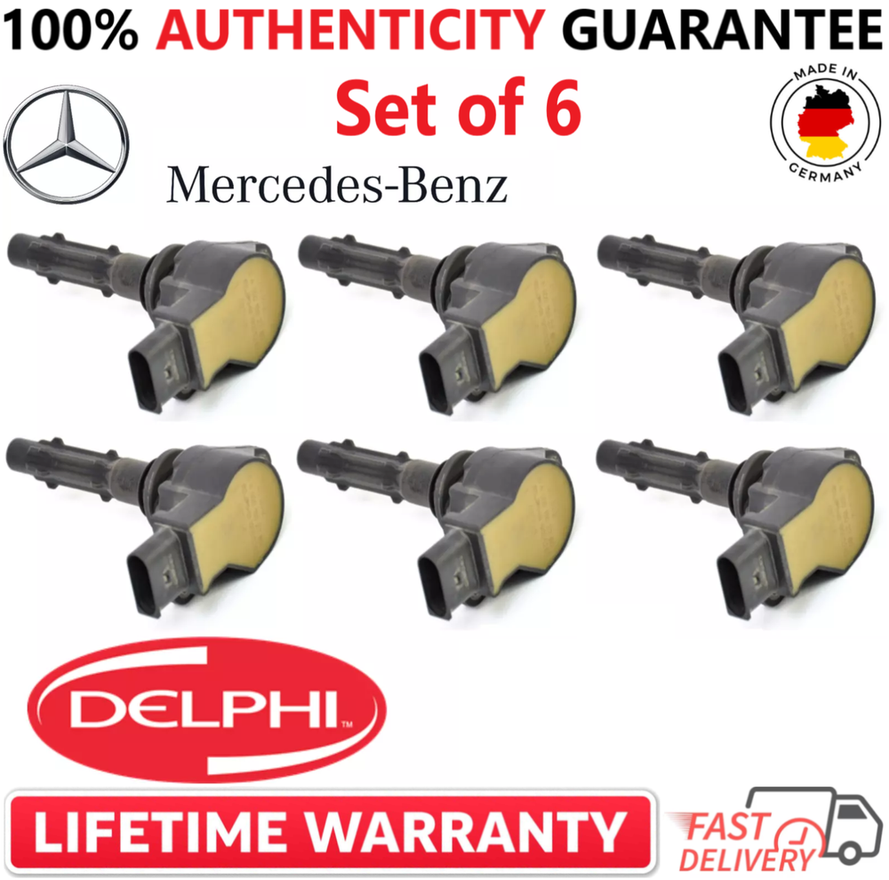x6 OEM Delphi Ignition Coils For 2005-2014 Mercedes-Benz V6 V8, A0001502780