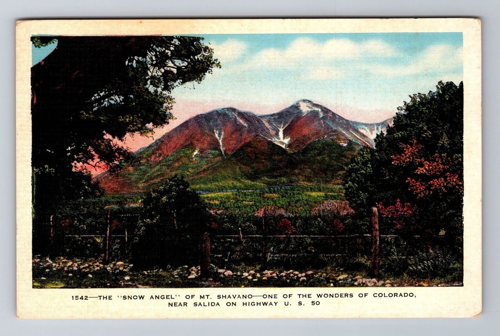 Salida CO-Colorado, Snow Angel Of Mount Shavano, Antique, Vintage Postcard