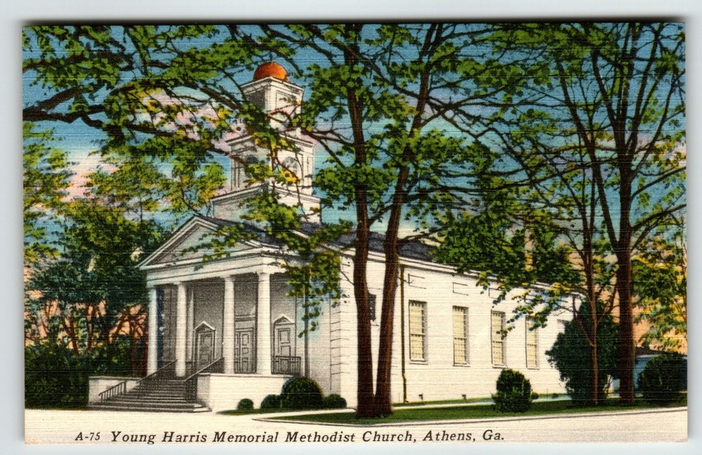 Young Harris Memorial Methodist Church Athens Georgia Postcard Unposted Linen