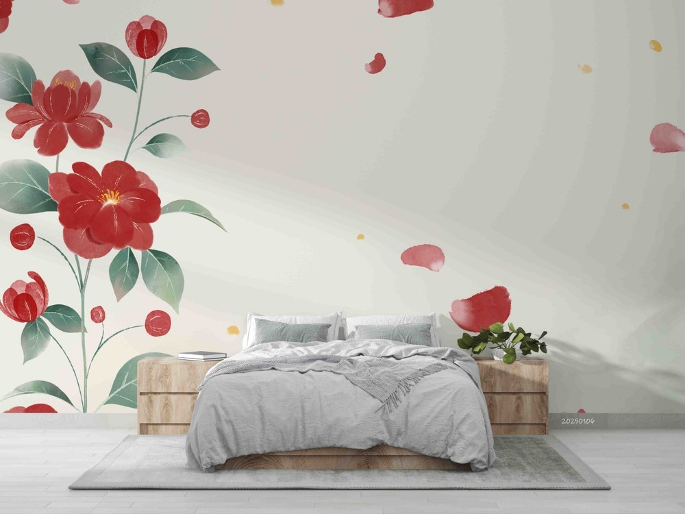 3D Flowers Plants Watercolor Wall Murals Wallpaper Murals Wall Sticker